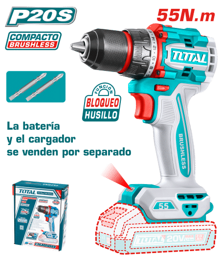 TALADRO 20V 55NM 13MM 22+1 COMPACTO BRUSHLESS INDUSTRIAL