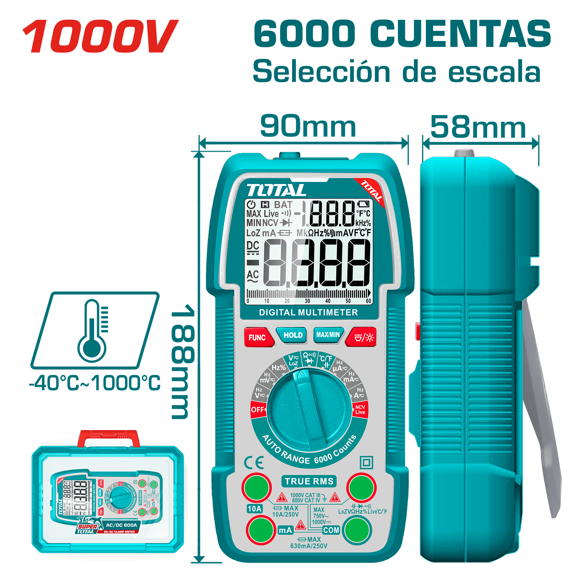 MULTIMETRO DIGITAL 6000 CONTEOS RMS DIGITAL