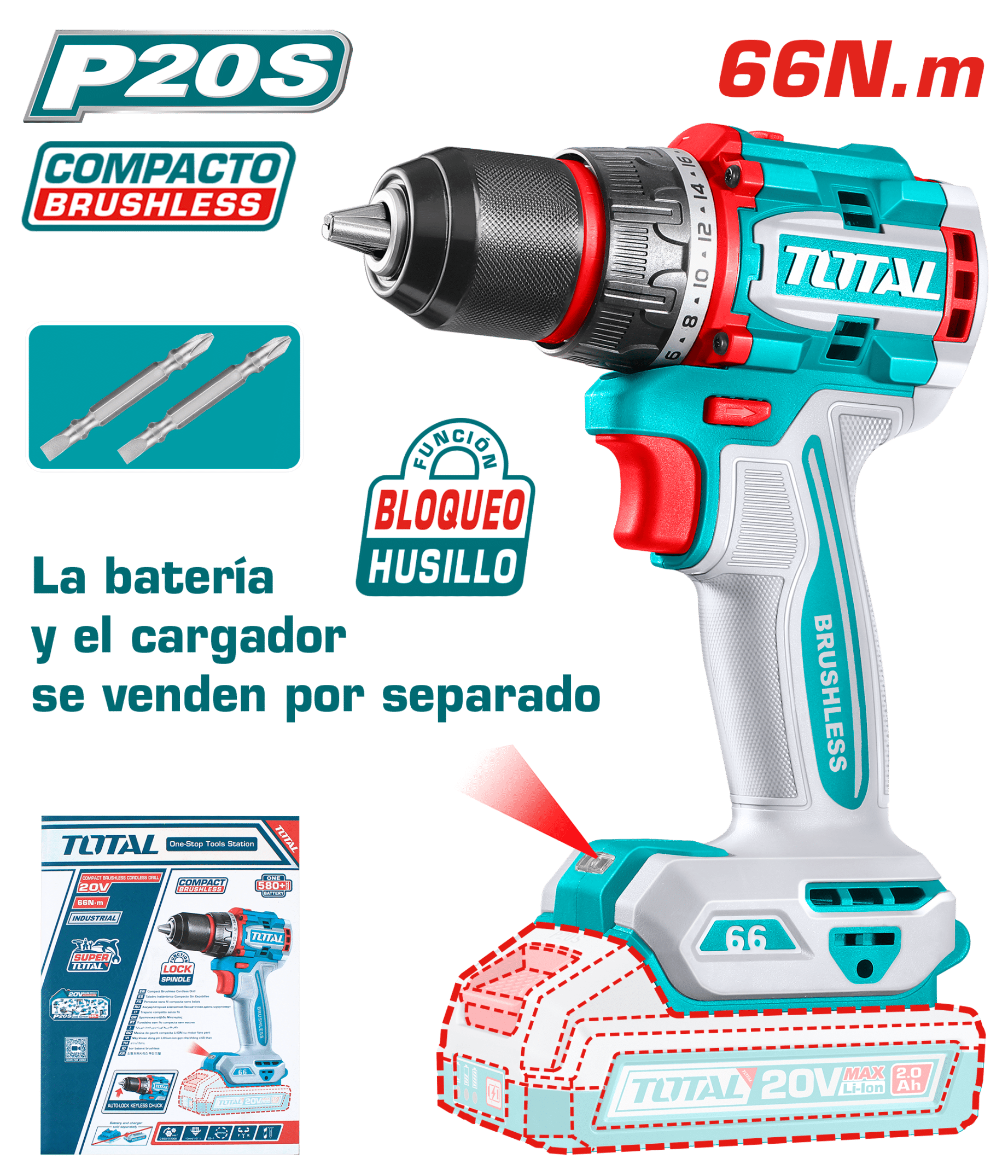 TALADRO 20V 66NM 13MM 22+1 COMPACTO BRUSHLESS INDUSTRIAL