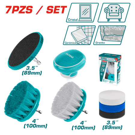 SET DE CEPILLOS MULTIUSOS 1/4'' HEX P/TALADRO 7PCS INDUSTRIAL