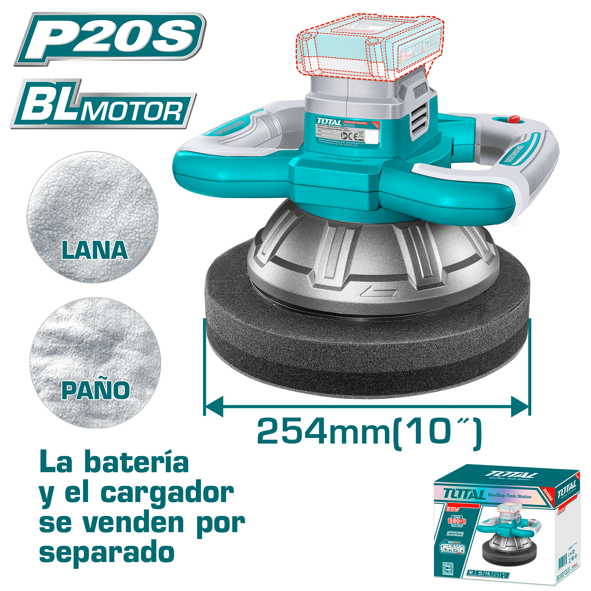 PULIDORA 20V 254MM 2500RPM BLMOTOR +ACC INDUSTRIAL