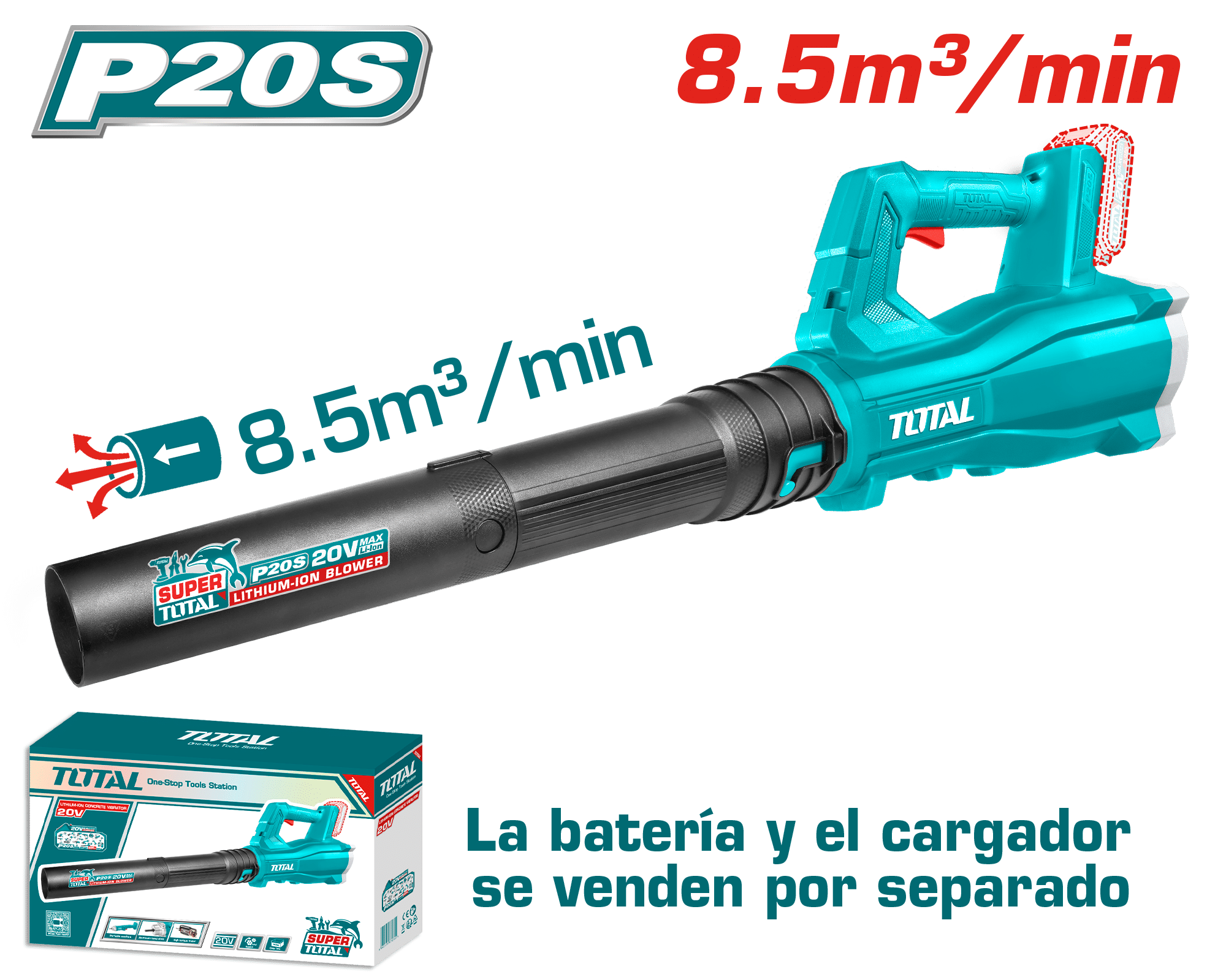 SOPLADORA LI-ION 20V 8.5M3/MIN MAX:115KM/H 15000/MIN