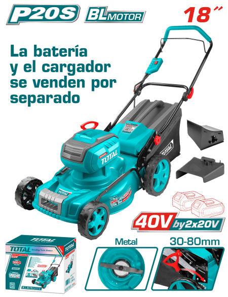 CORTA CESPED 40V (20V+20V) 2800RPM C:460MM ALT:30-80MM 8G B:60L INDUSTRIAL