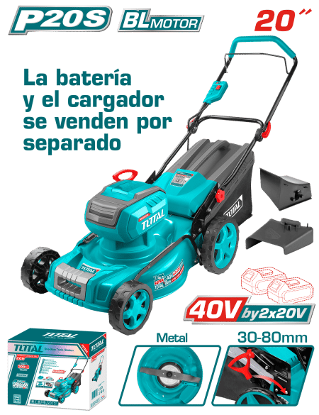 CORTA CESPED 40V (20V+20V) 2800RPM C:510MM ALT:30-80MM 8G B:60L INDUSTRIAL