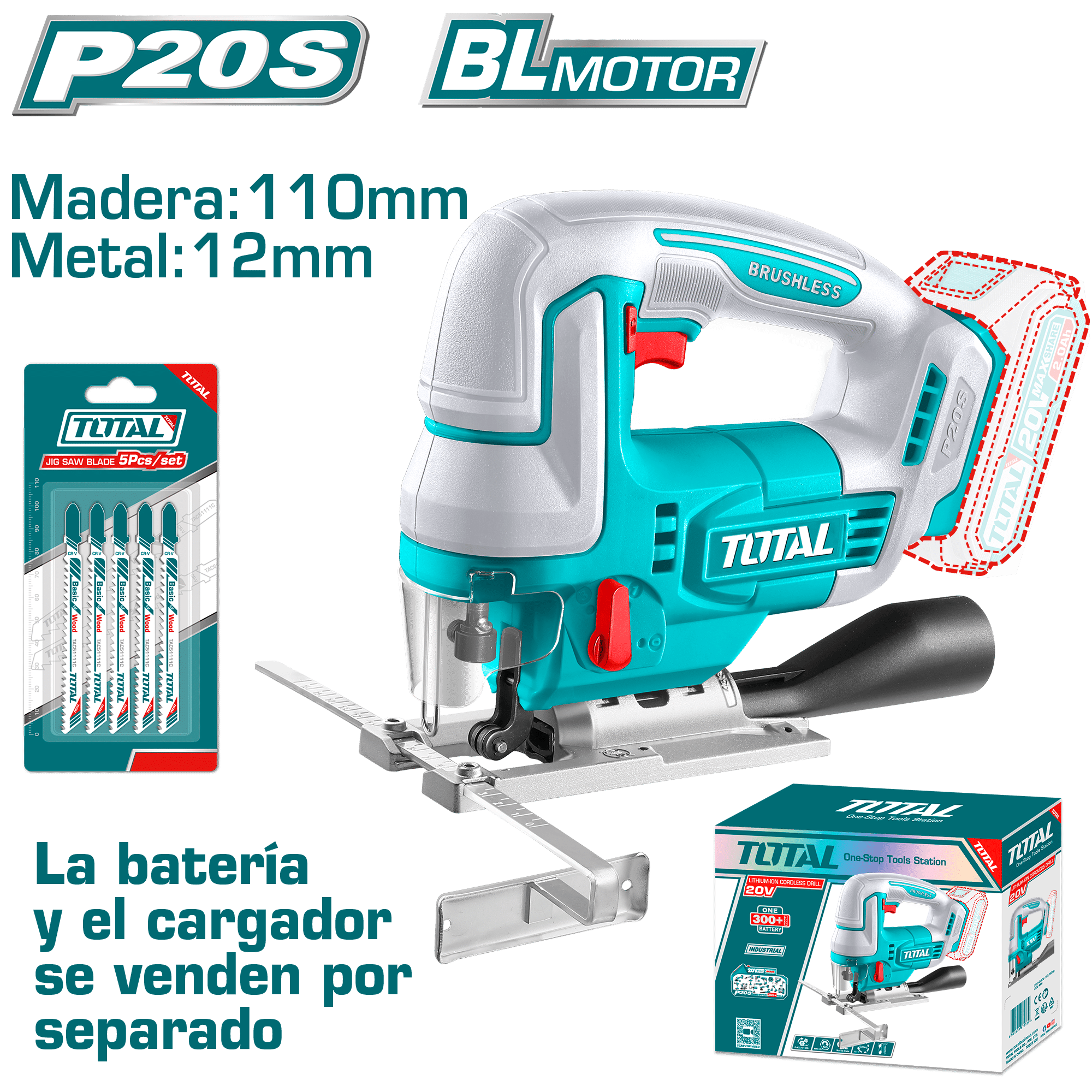 CALADORA 20V BRUSHLESS 3000RPM MAD:110MM MET:12MM INDUSTRIAL