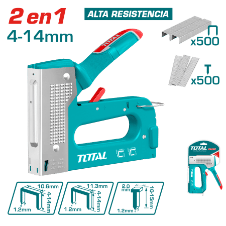 ENGRAPADORA 2 EN 1 AJUSTABLE 4-14MM + GRAPAS ALTO DESEMPEÑO INDUSTRIAL
