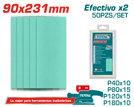 SET LIJAS P40/P80/P120/P180 50PCS 90X231MM INDUSTRIAL