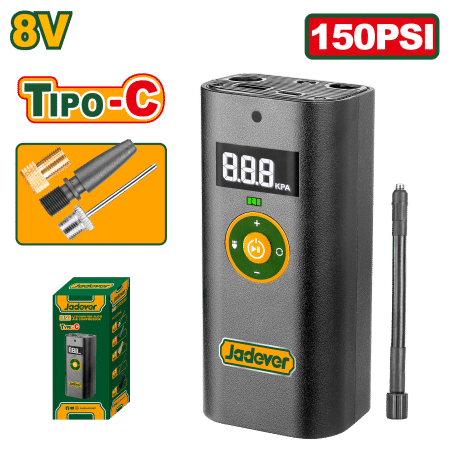 MINICOMPRESORA DIGITAL 8V TIPO-C 150PSI 6L/MIN