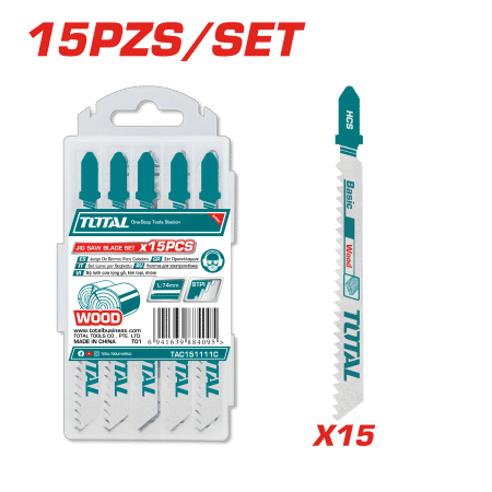 HOJAS PARA SIERRA CALADORA 15PCS PARA MADERA VELOCIDAD 8TPI HCS