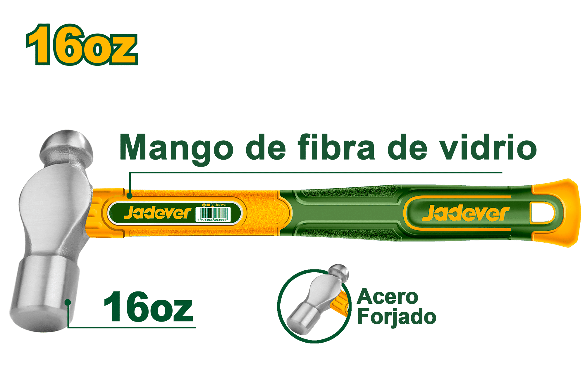 MARTILLO DE BOLA 16OZ 45-ACERO CARBON