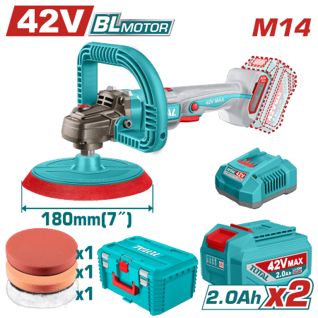 PULIDORA ANGULAR 42V 180MM 400-2500RPM M14 V.VARIABLE 2X2.0AH +ACC INDUSTRIAL