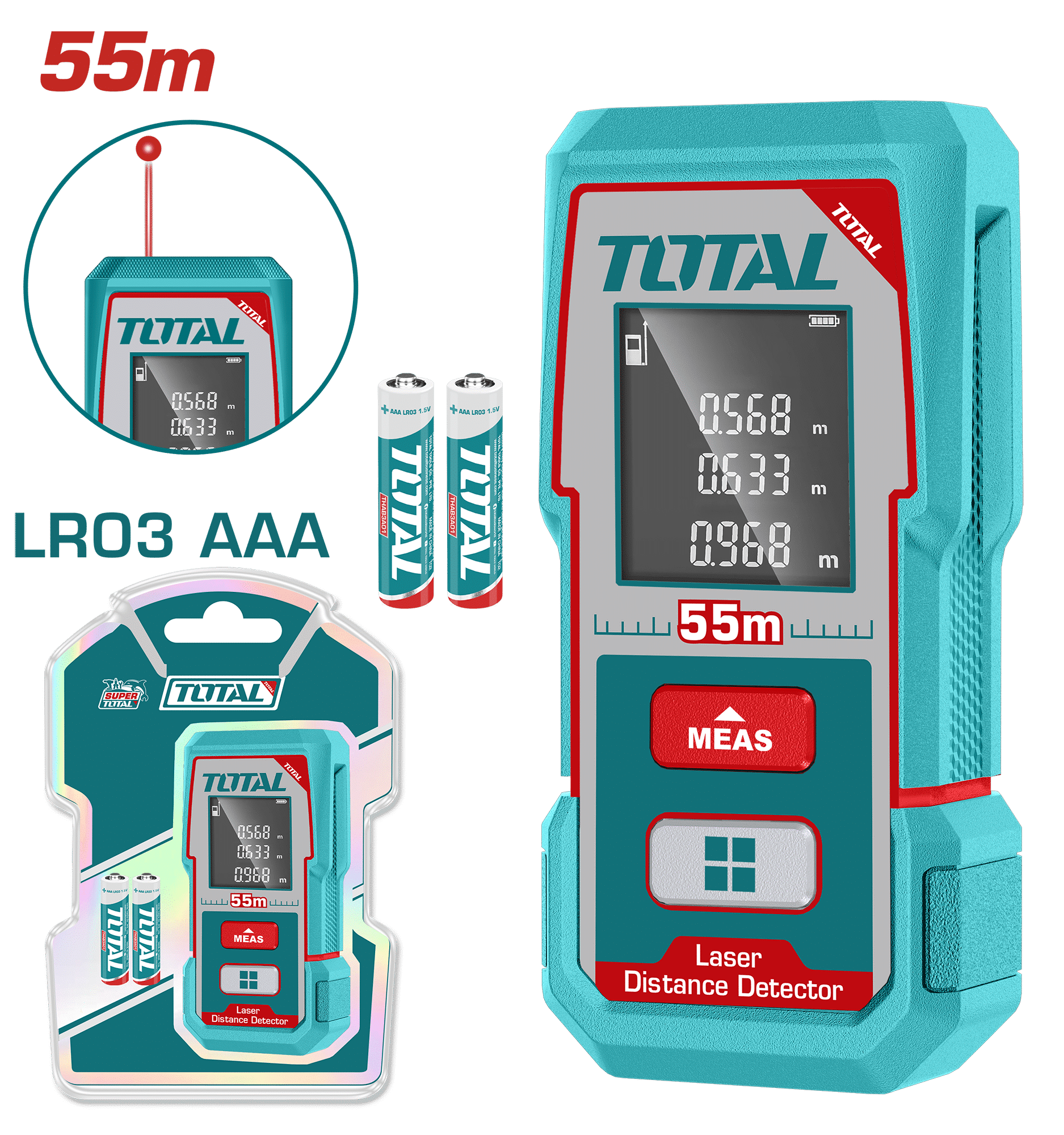 MEDIDOR LASER 55M AC:2MM LASER 635NM CLASE 2. BAT:2X1.5AAA INDUSTRIAL