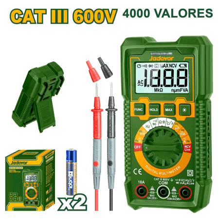 MULTIMETRO DIGITAL 4000 CONTEOS CAT III 600V AC/DC