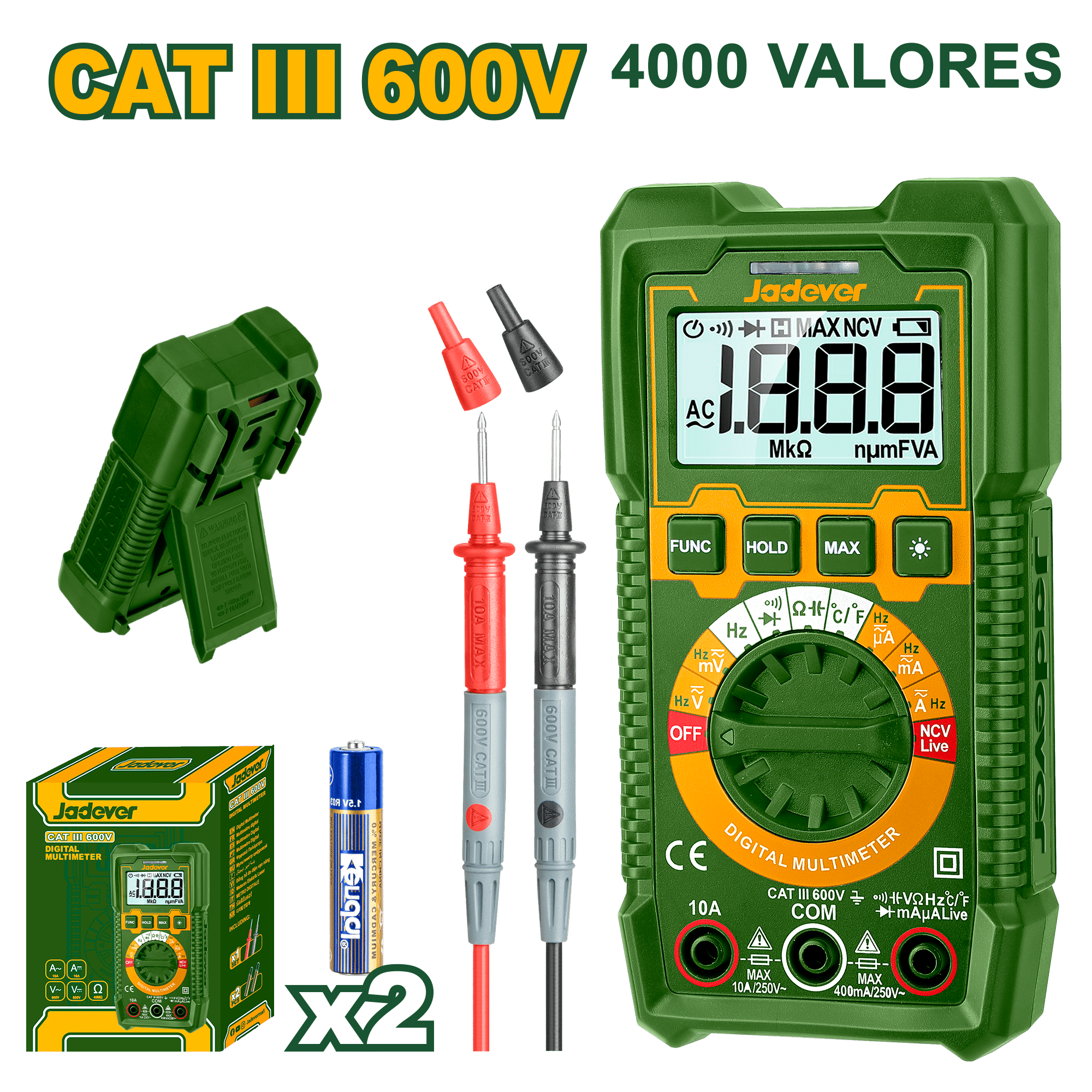 MULTIMETRO DIGITAL 4000 CONTEOS CAT III 600V AC/DC