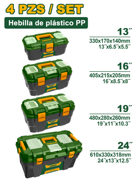 SET DE CAJAS HERRAMIENTAS PP 4PCS 13/16/19/24 PULG