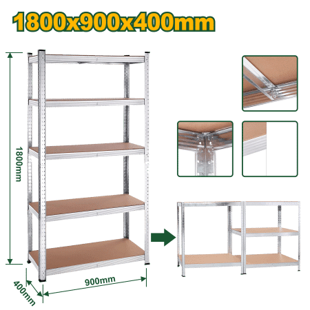 ESTANTERIAS AJUSTABLE 5 NIVELES CAP MAX: 175KG 90X40X180CM