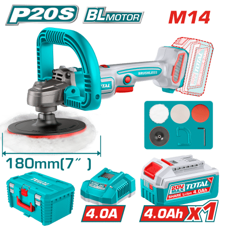 PULIDORA ANGULAR 20V 180MM(7") M14 400-2500RPM 1X4.0AH BRUSHLESS MALETIN INDUSTRIAL