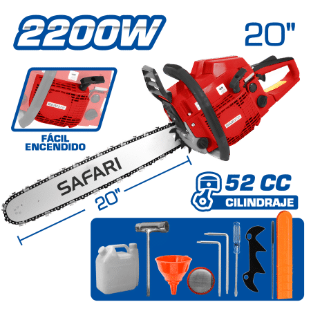 MOTOSIERRA GASOLINERA 52CC 2200W M:2-TIEMPOS ESP: 20” + ACC