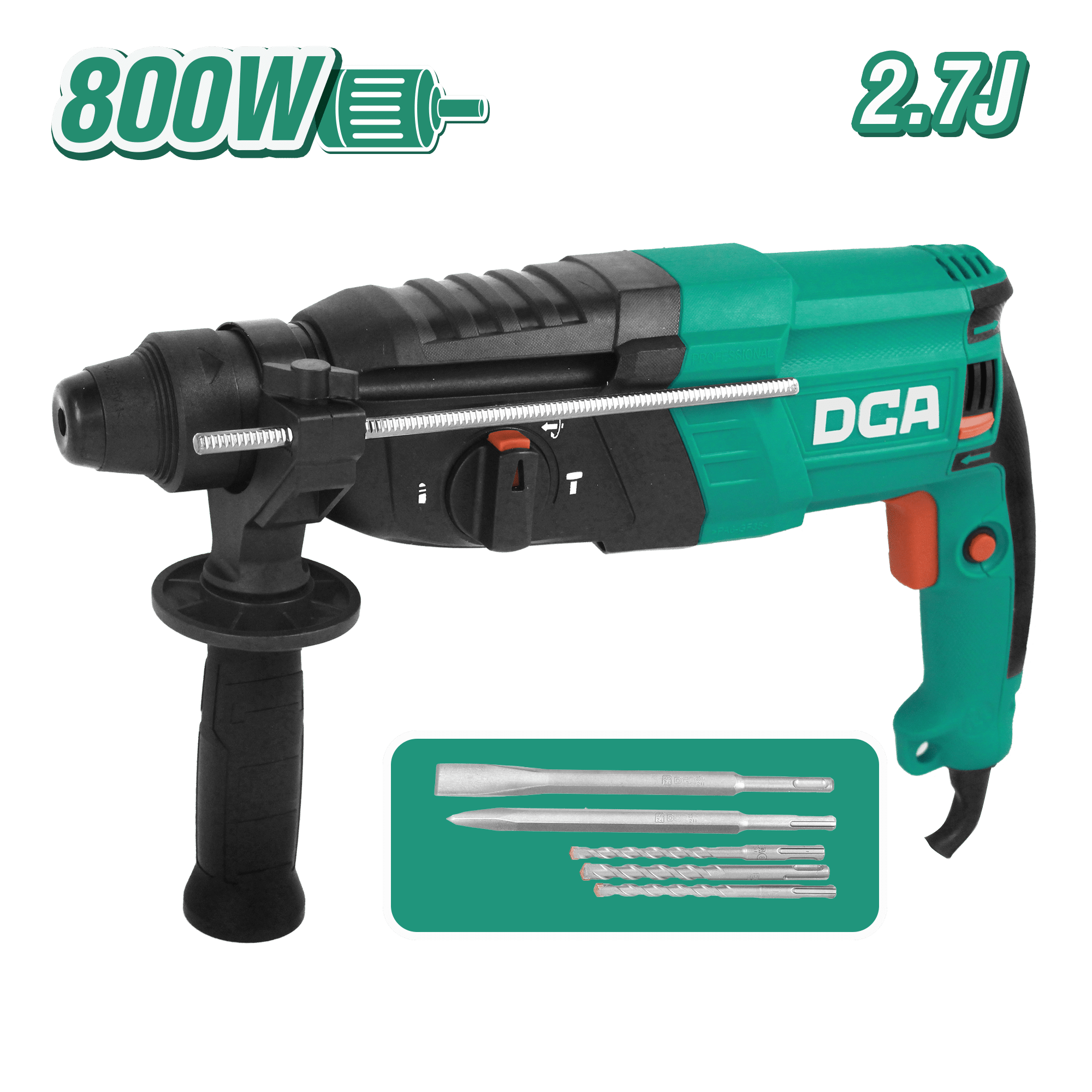 ROTOMARTILLO 26MM 800W 2.7J 0-1250RPM 0-4200BPM +MALETIN