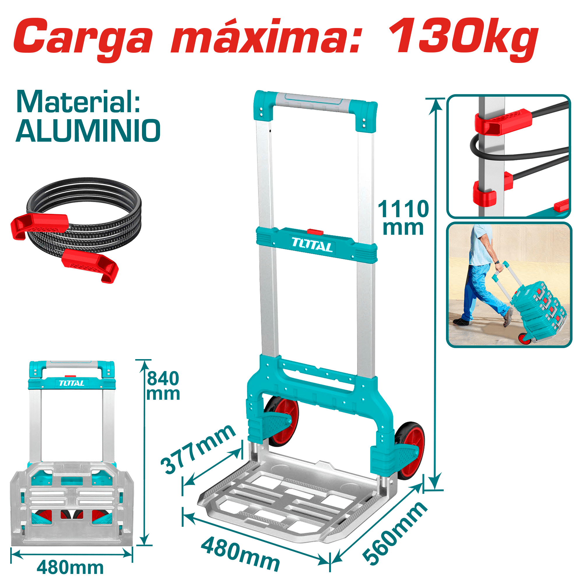 CARRETILLA PLEGABLE ALUMINIO MAX: 130KG IDEAL PARA CAJAS APILABLES INDUSTRIAL