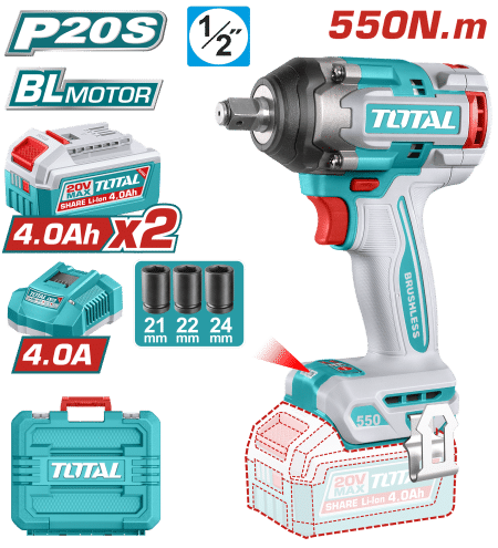 LLAVE IMPACTO BL 20V 550NM 1/2'' 3500BPM INDUSTRIAL