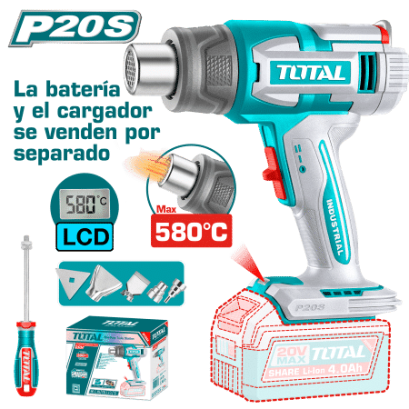 PISTOLA CALOR 20V 30-580C LCD 100/200 L/MIN +ACC INDUSTRIAL