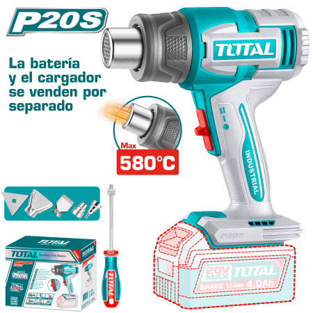 PISTOLA CALOR 20V 30-580C 100/200 L/MIN +ACC INDUSTRIAL