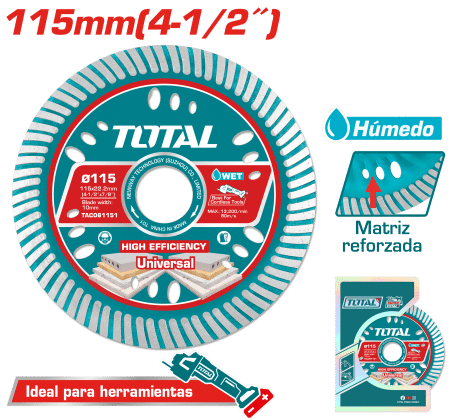 DISCO DIAMANTADO ULTRA-DELGADO 1.6MM 115MMX22.2MM 75CR1 HOJA:10MM INDUSTRIAL