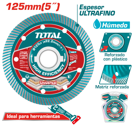 DISCO DIAMANTADO ULTRA DELGADO MF 1.5MM 125MMX22.2MM 75CR1 INDUSTRIAL