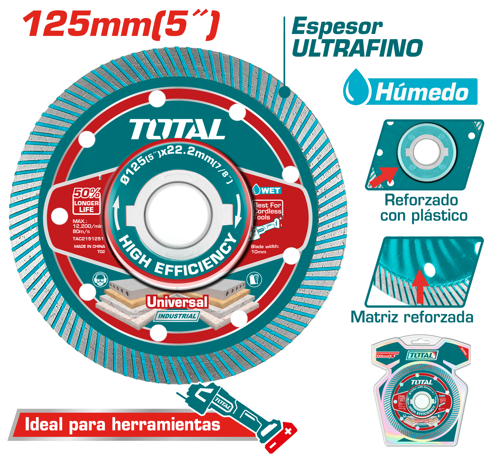DISCO DIAMANTADO ULTRA DELGADO MF 1.5MM 125MMX22.2MM 75CR1 INDUSTRIAL