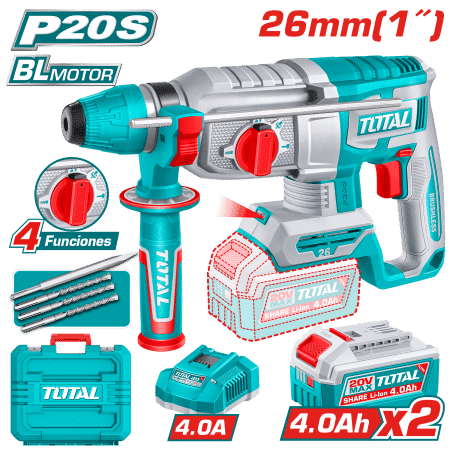 ROTOMARTILLO SDS+ 26MM 20V BL 2.5J 0-50000BPM 2X4.0AH 4FUN +ACC INDUSTRIAL