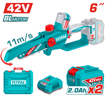 SIERRA DE CADENA LI-ION 42V 6'' BLMOTOR 2X2.0AH + MALETIN INDUSTRIAL