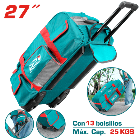 MALETIN DE HERRAMIENTAS 27'' 1680D POLYESTER 13BOLS. MAX25KG C/RUEDA Y MANGO