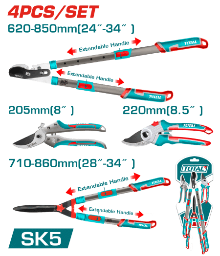 SET TIJERAS JARDINERIA 4PCS SK5 INDUSTRIAL