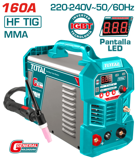 SOLDADORA INVERTER TIG/MMA 160A LED E:1.6-4.0
