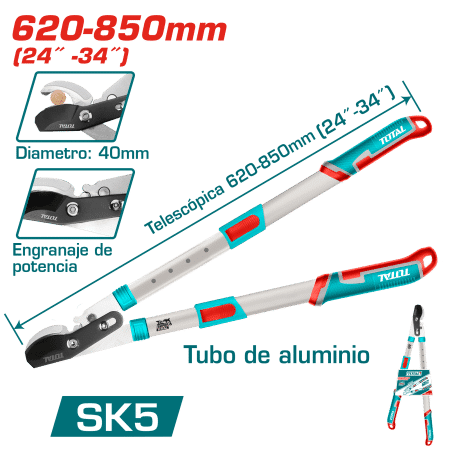 TIJERA PODADORA TELESCOPICA 660-780MM(26''-30'') DIA:25MM SK5 INDUSTRIAL