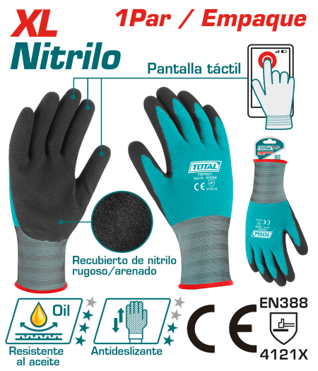 GUANTES DE SEGURIDAD NITRILO RECUBIERTOS XL