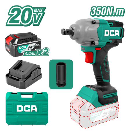 LLAVE DE IMPACTO 20V BRUSHLESS 1/2" 350NM 2X4.0AH MALETIN