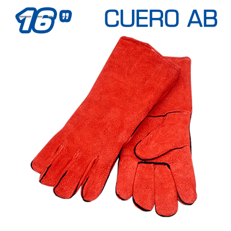 GUANTE ROJO PARA SOLDAR CUERO AB 390GR 16 PULG