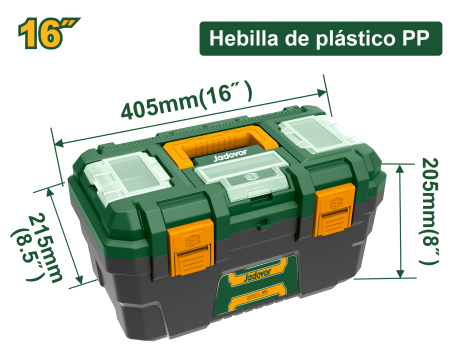 CAJA HERRAMIENTAS 16″ PP 405X215X205MM HEB.PP