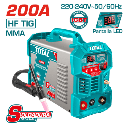 SOLDADORA INVERTER TIG/MMA 200A LED E:1.6-4.0