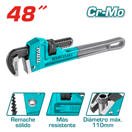 LLAVE STILLSON 48'' 12000MM MAX 110MM ACERO AL CARBON + CR-MO INDUSTRIAL