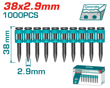 SET CLAVOS DISPARO CONTINUO 38X2.9MM 1000PCS ACERO 60