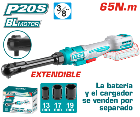 ATORNILLADOR RATCHET EXTENDIDO 20V 65NM 3/8'' 0-350RPM +ACC INDUSTRIAL