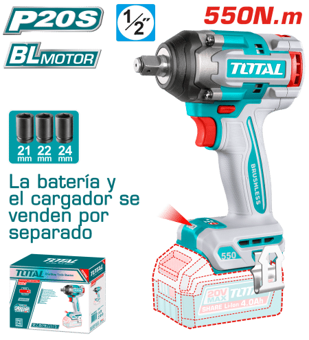 LLAVE IMPACTO BL 20V 550NM 1/2'' 3500BPM INDUSTRIAL