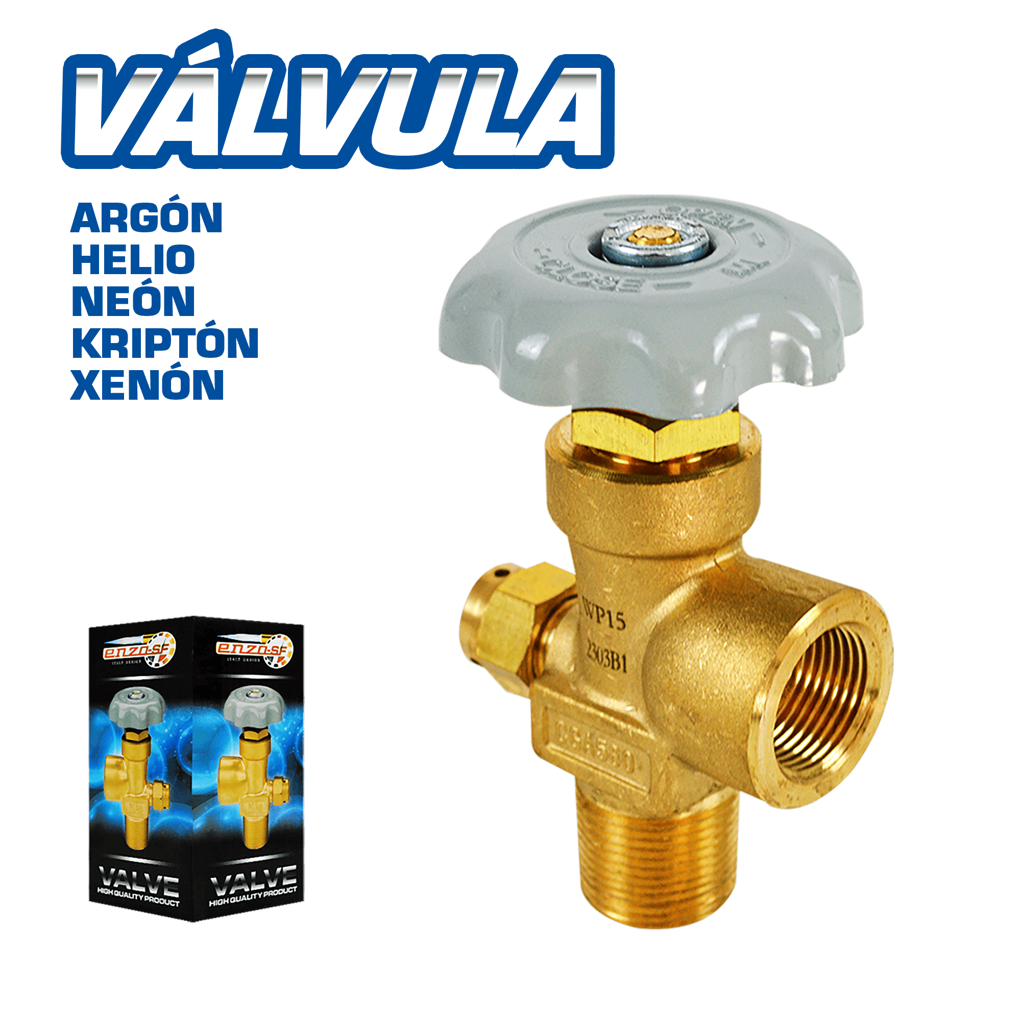VALVULA DE HE/NE/AR/KR/XE CGA580 15MPA 3/4-14-NGT