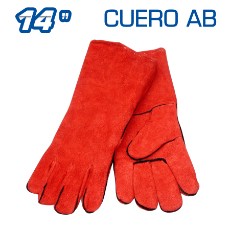 GUANTE ROJO PARA SOLDAR CUERO AB 390GR 14 PULG