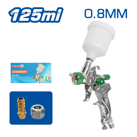 PISTOLA P/PINTAR (GRAVEDAD) HVLP 125CC 0.8mm 1-3BAR 2-5CFM V. PLASTICO