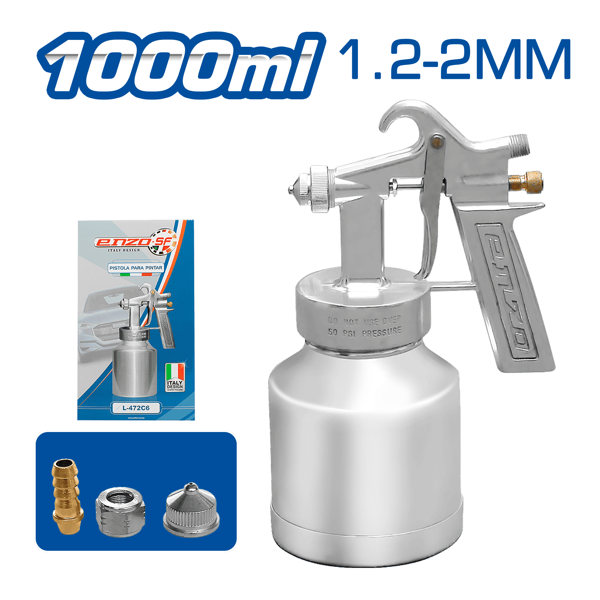 PISTOLA BAJA PRESION 1L 1.2-2MM CROMADA