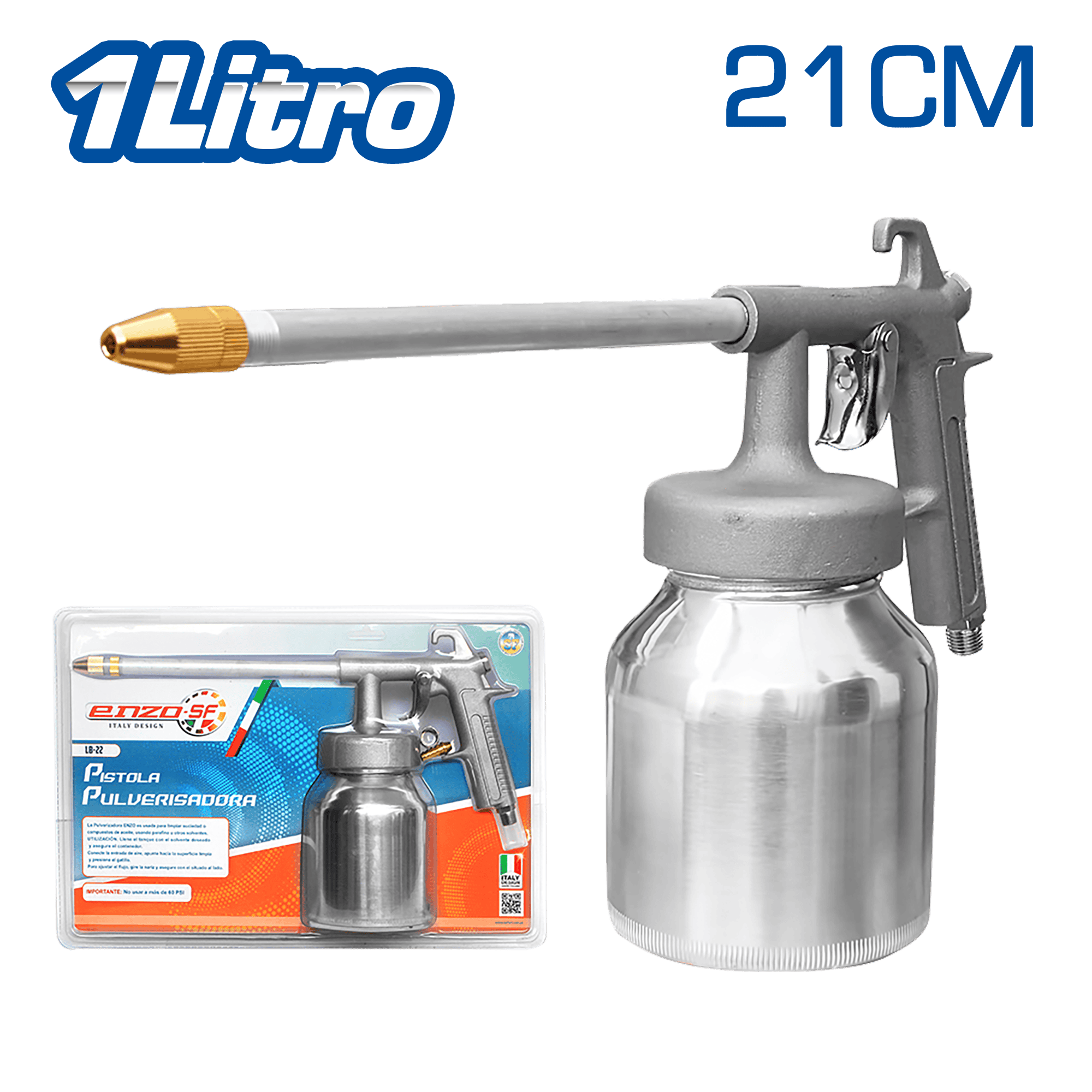 PULVERIZADORA 21CM 1L 60PSI SILVER MATE
